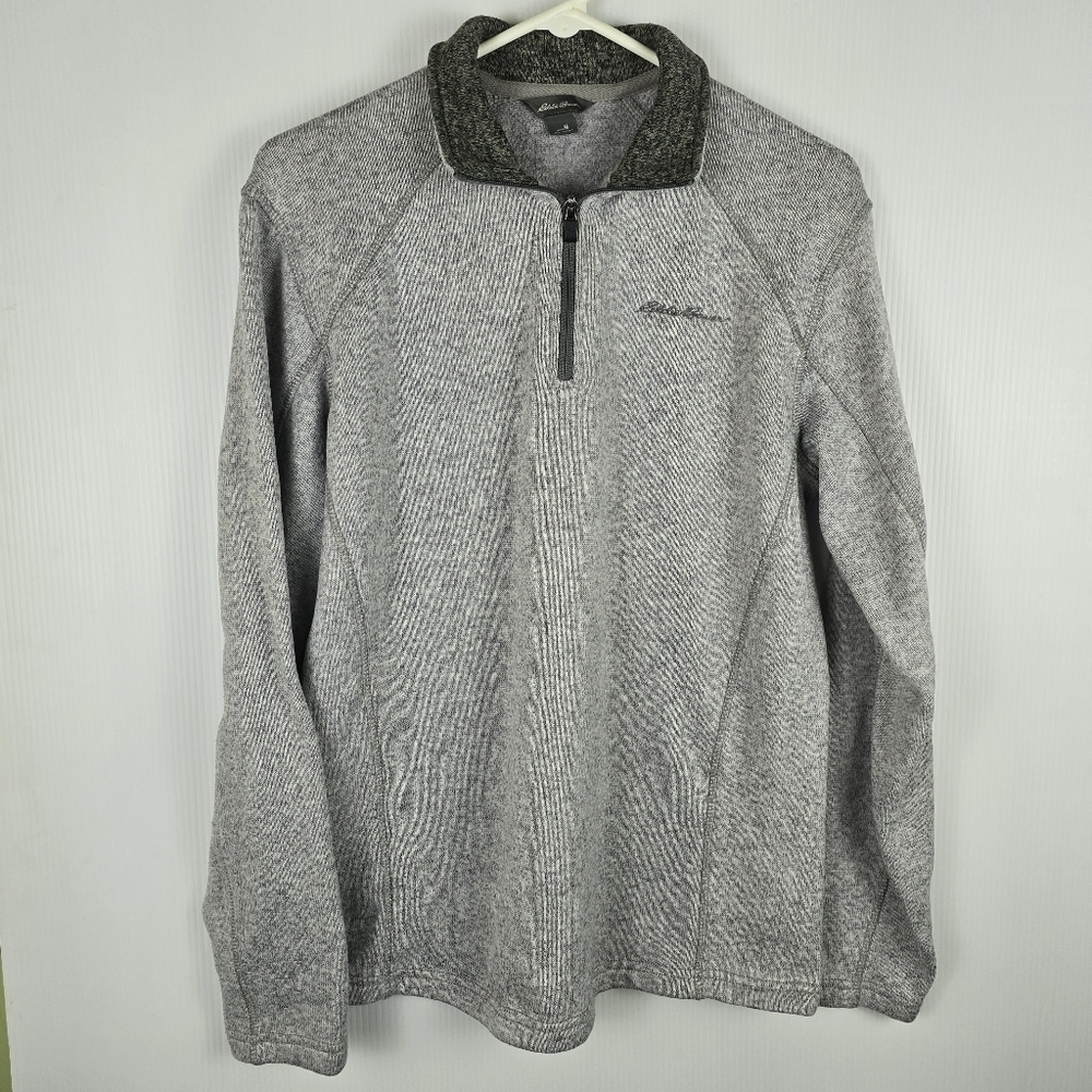 Eddie Bauer Men's Gray Long Sleeve 1/4 Zip Sweater Adventure Hiking WeekendSizeM